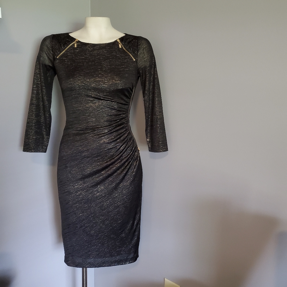 Cache black and gold dress